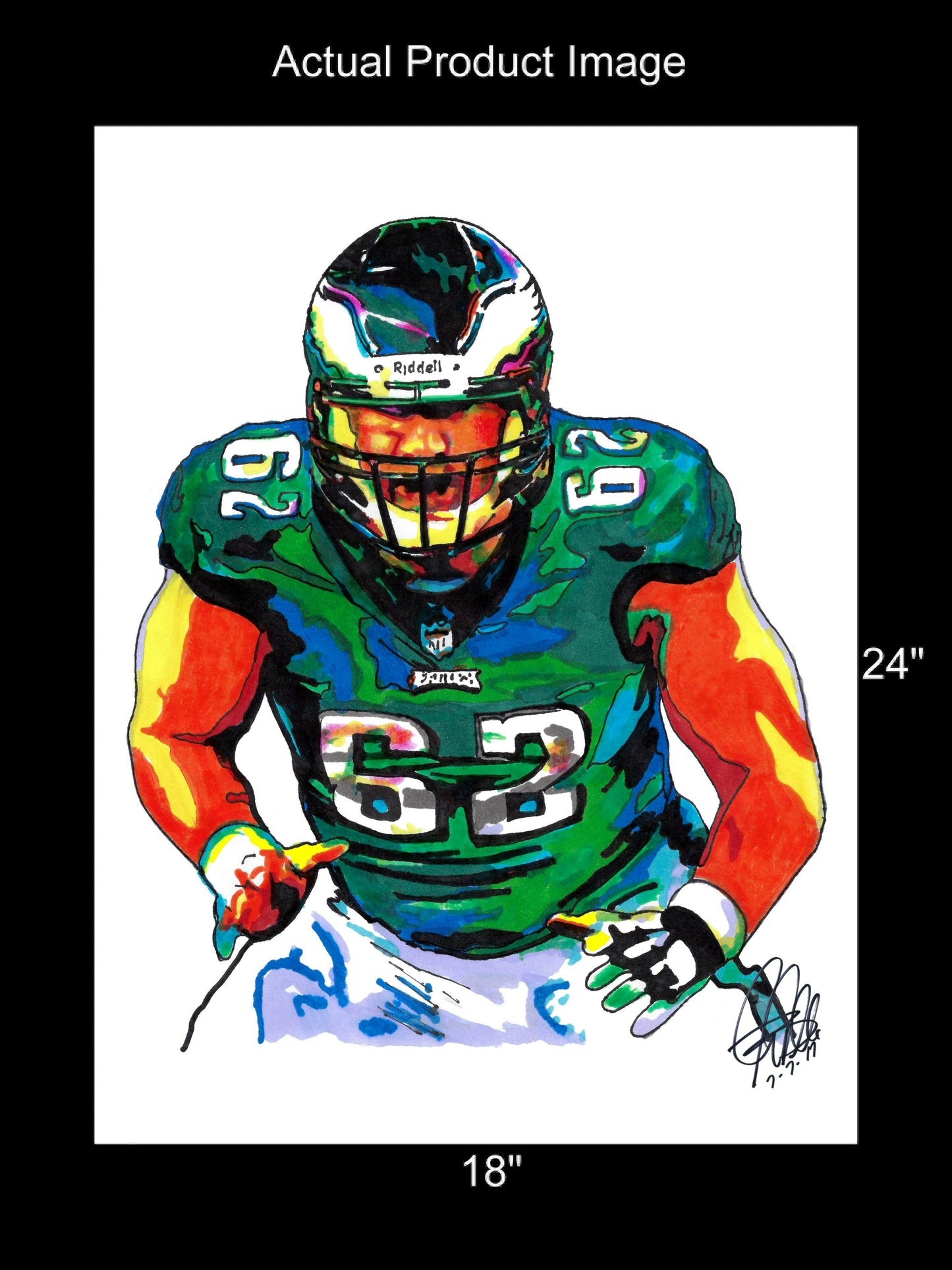 Jason Kelce Philadelphia Eagles Football Sports Poster Print Wall Art 18x24