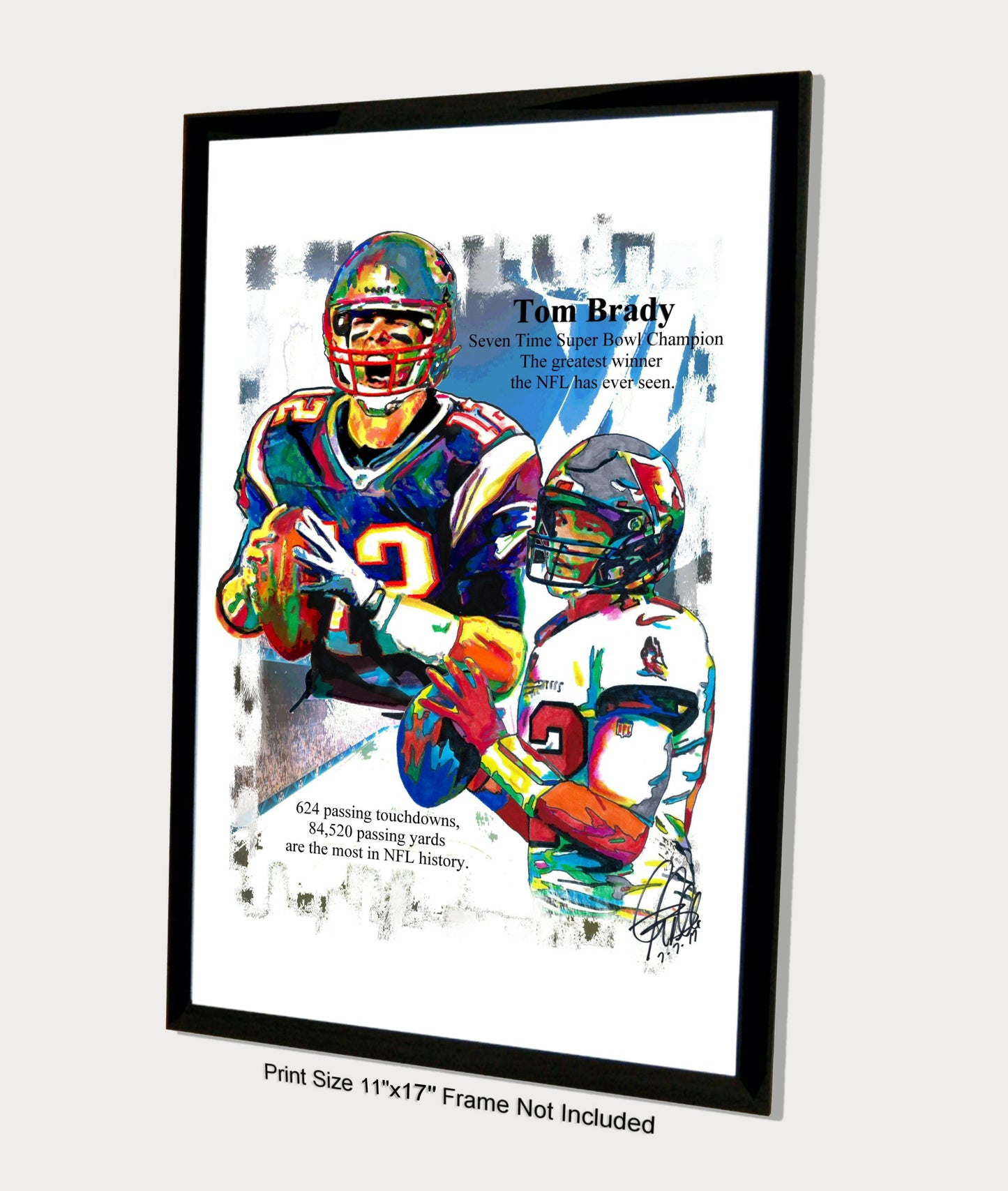 Tom Brady Buccaneers Patriots QB Football Poster Print Wall Art 11x17