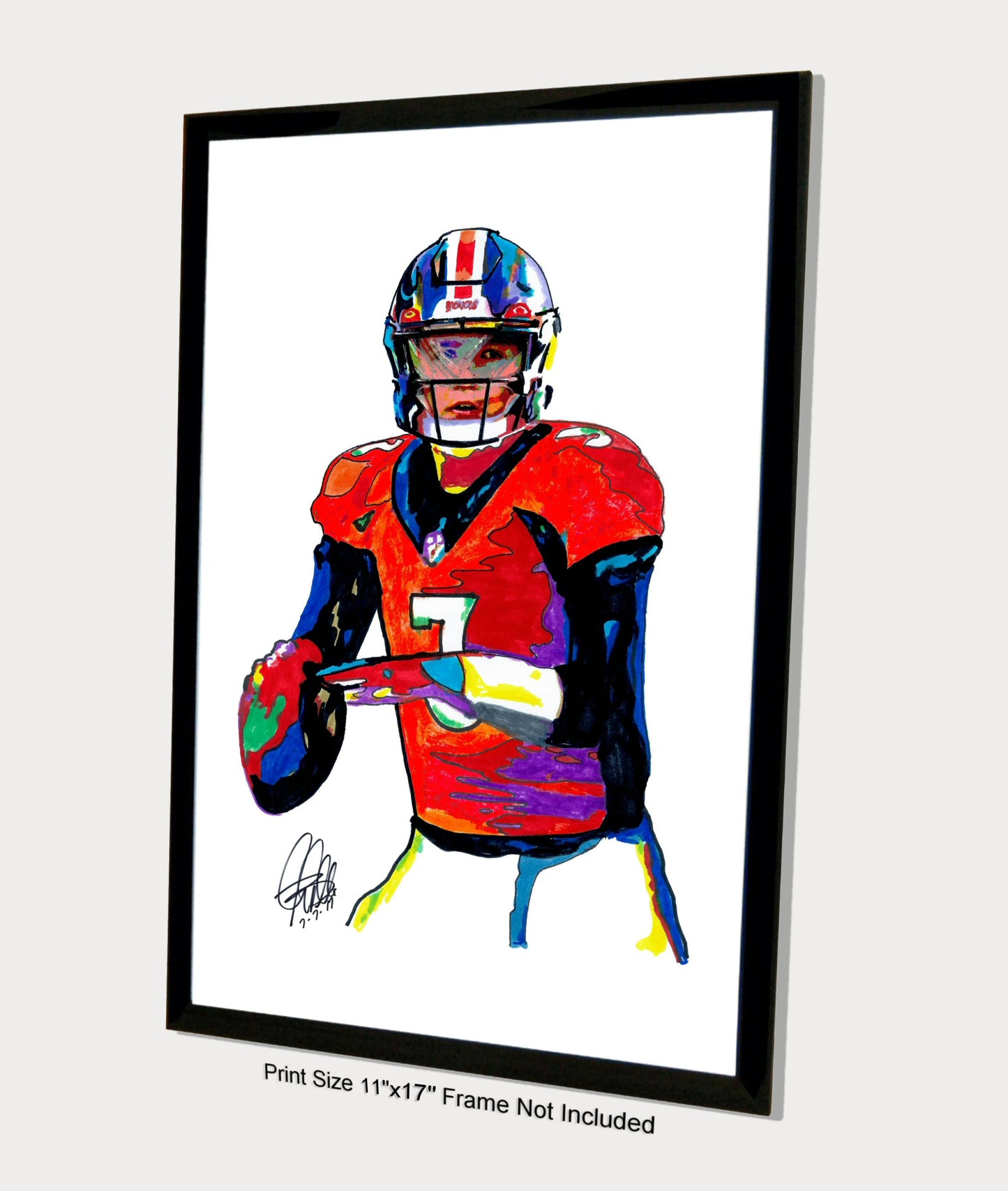 Drew Lock Denver Broncos Quarterback Football Sports Art Poster Print 11x17