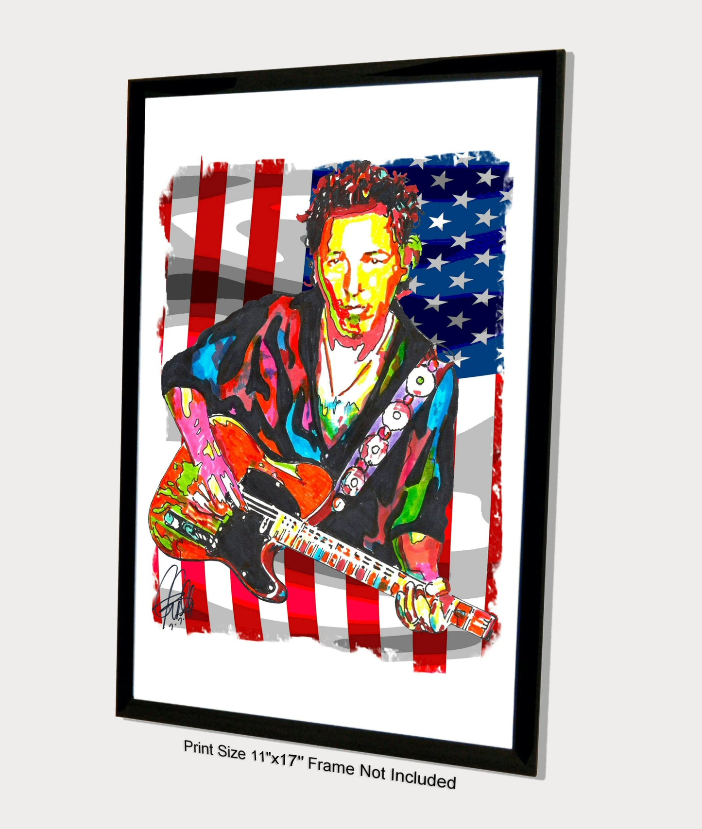 Bruce Springsteen The Boss Singer Guitar Rock Music Print Poster Wall Art 11x17