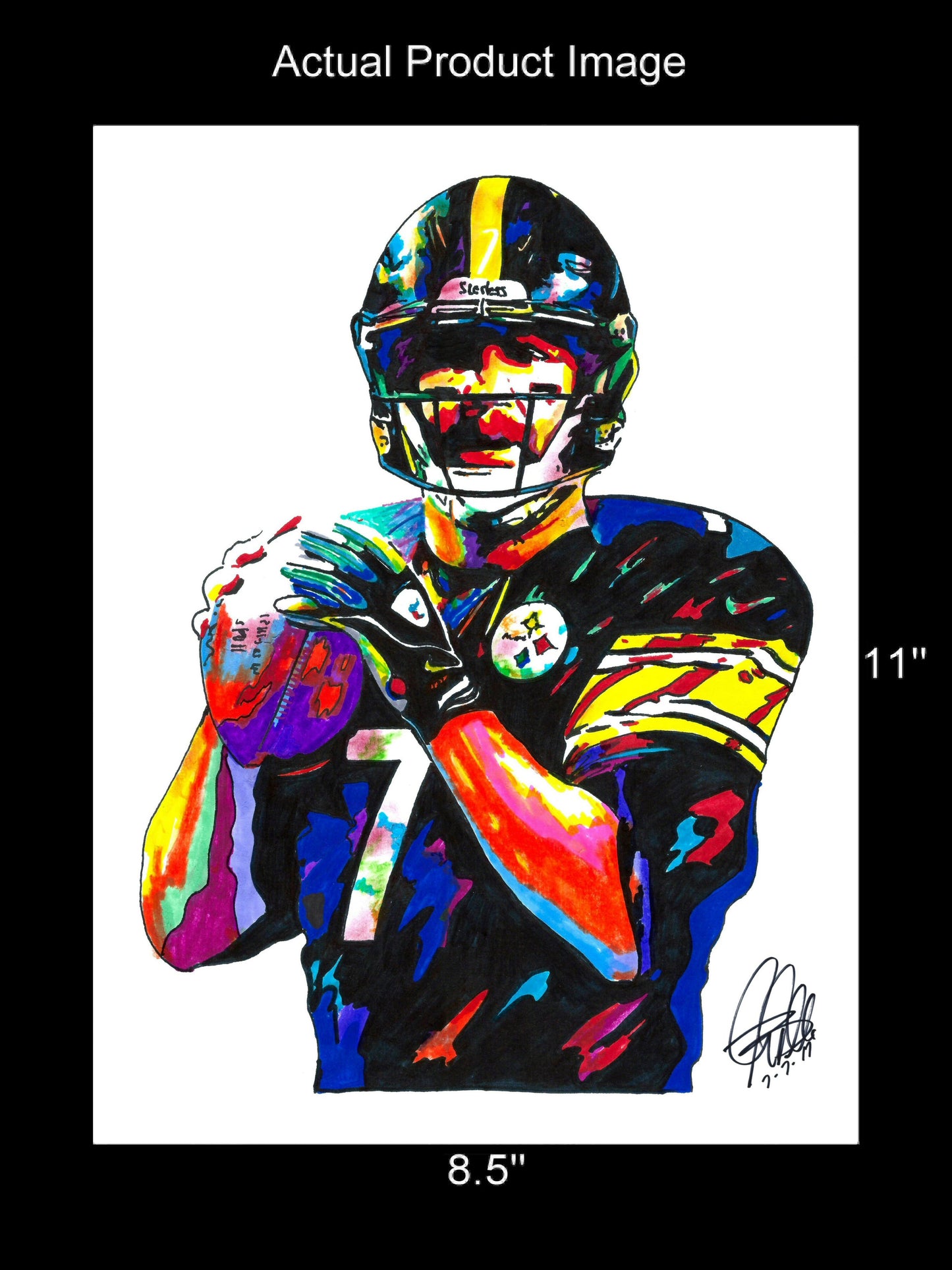 Ben Roethlisberger Steelers Football Sports Poster Print Wall Art 8.5x11