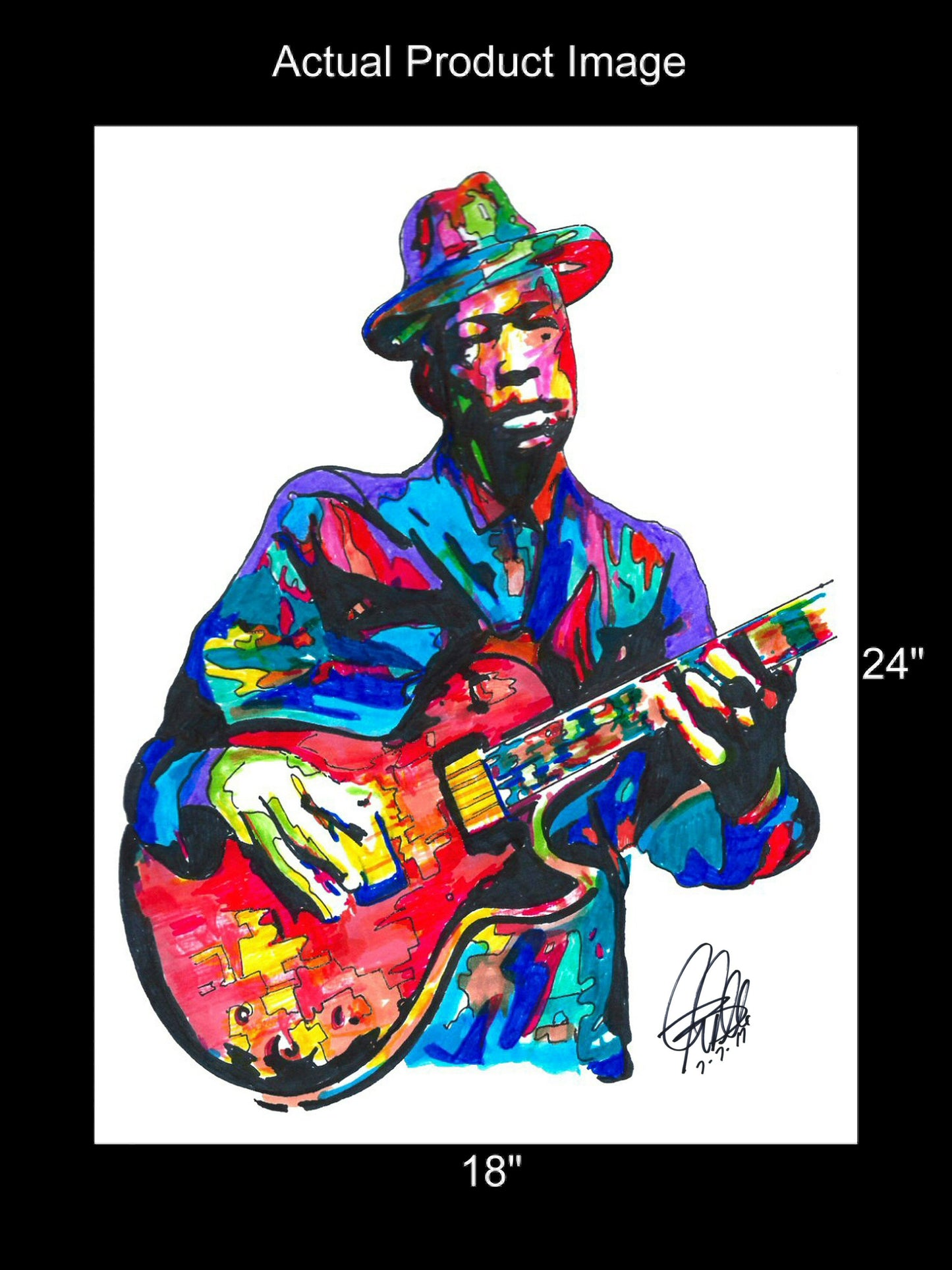 John Lee Hooker Singer Guitar Blues Music Poster Print Wall Art 18x24