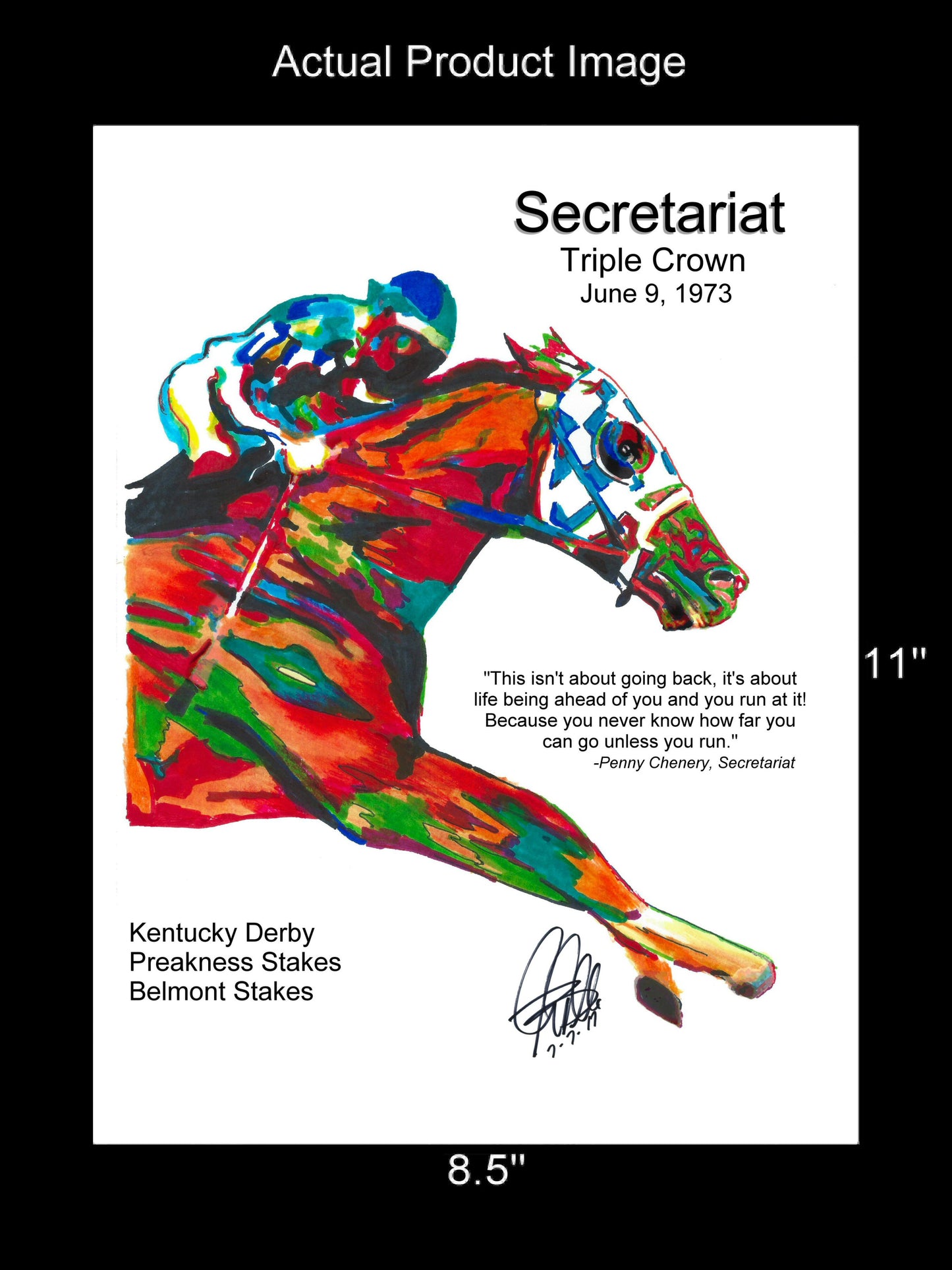 Secretariat Triple Crown Big Red Horse Racing Poster Print Wall Art 8.5x11