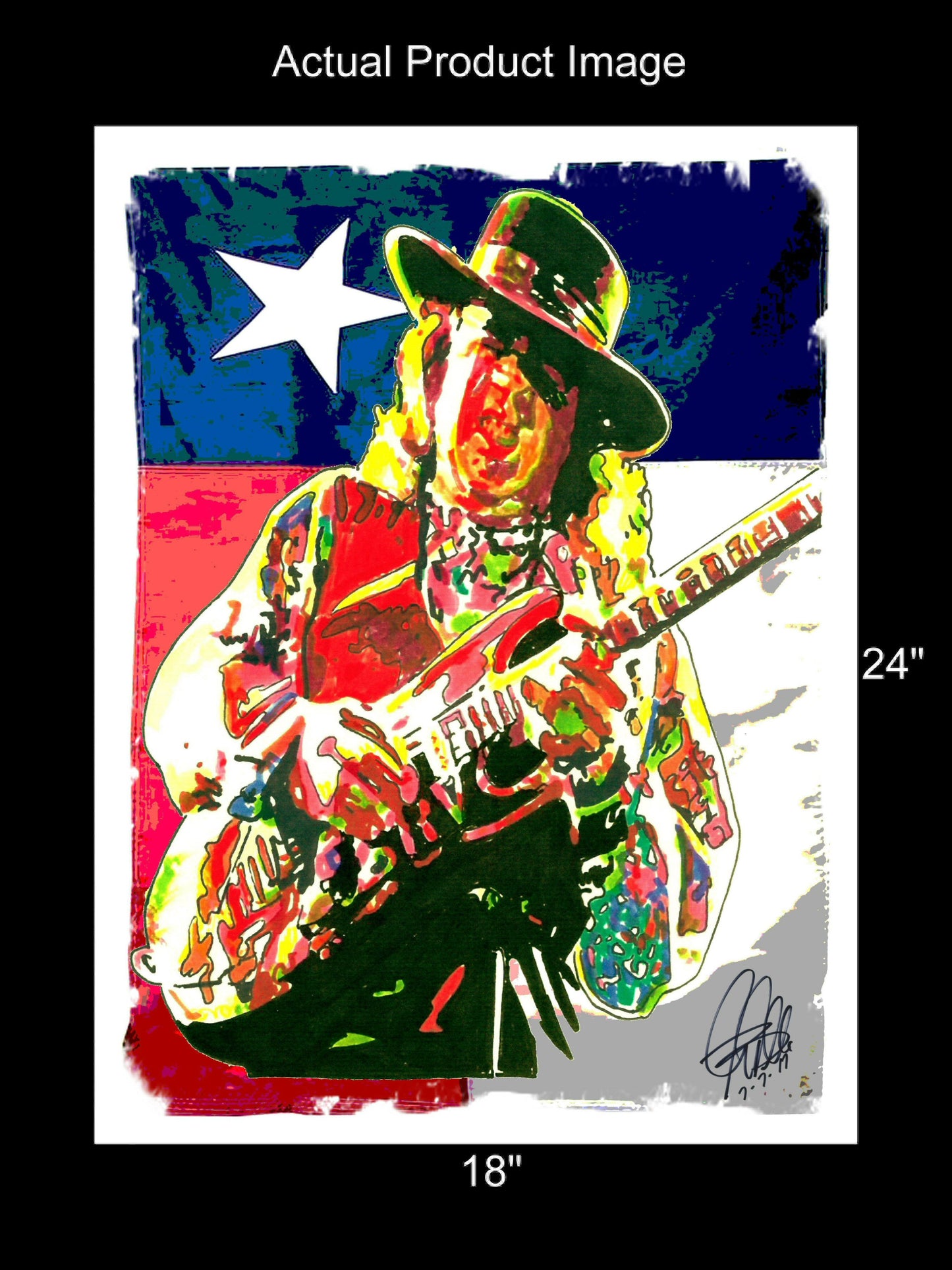 Stevie Ray Vaughan SRV Electric Guitar Texas Blues Music Poster Print 18x24