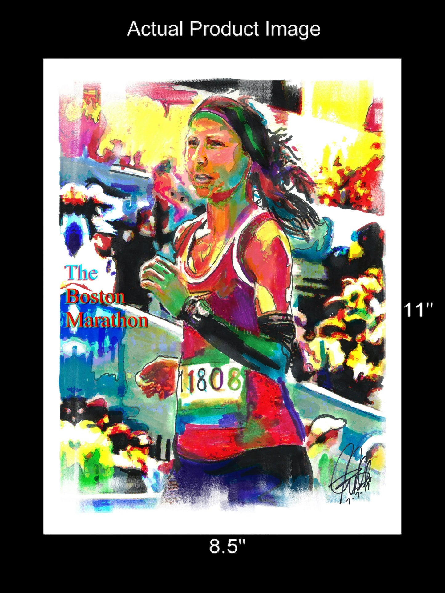 Boston Marathon Runner Athlete Sports Poster Print Wall Art 8.5x11