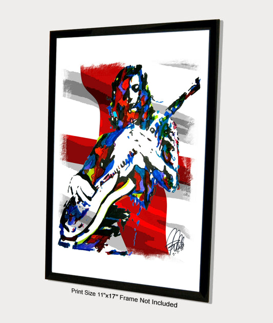 Jimmy Page Led Zeppelin Guitar Poster Print Wall Art 11x17