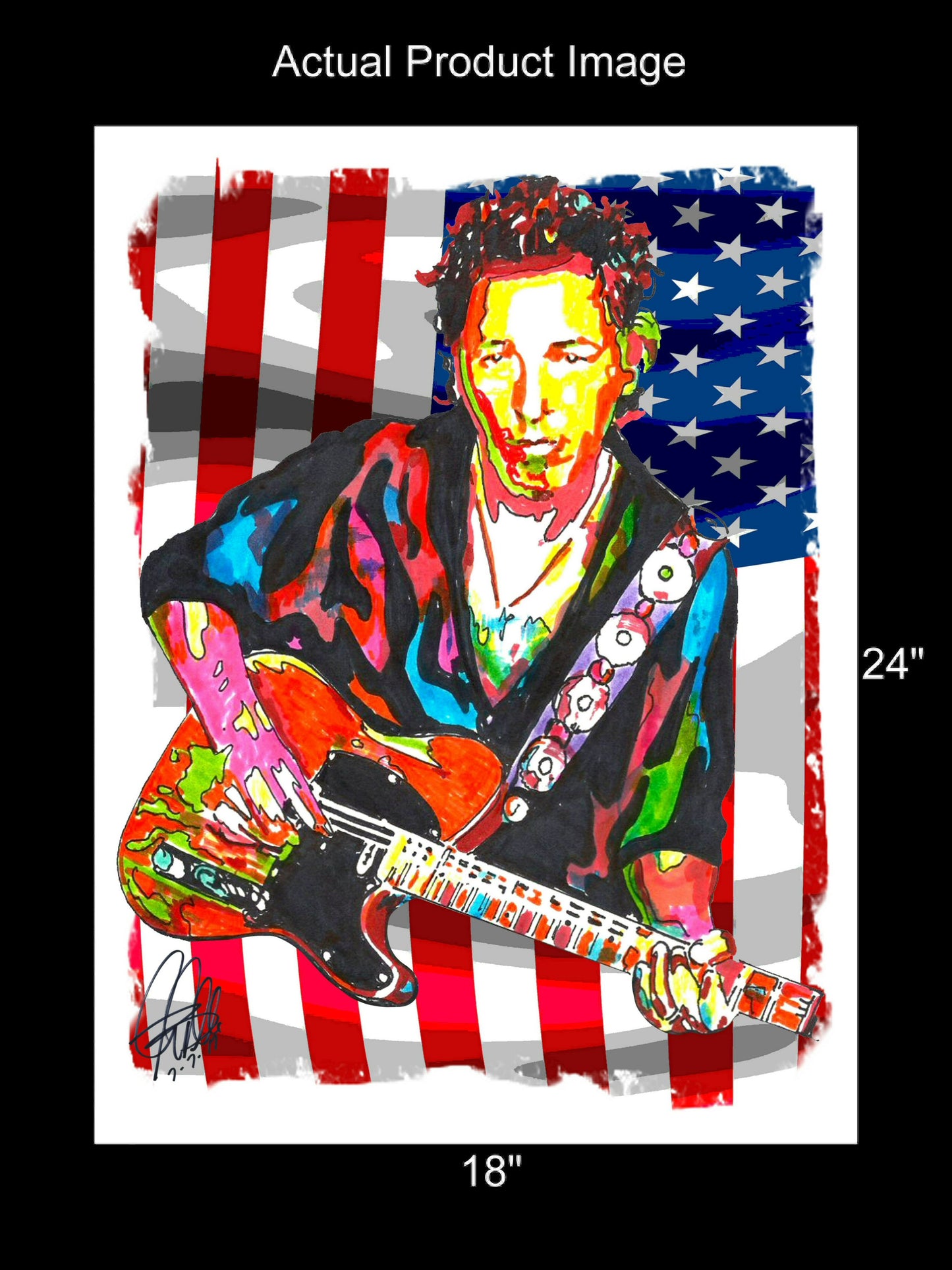 Bruce Springsteen The Boss Singer Guitar Rock Music Print Poster Wall Art 18x24