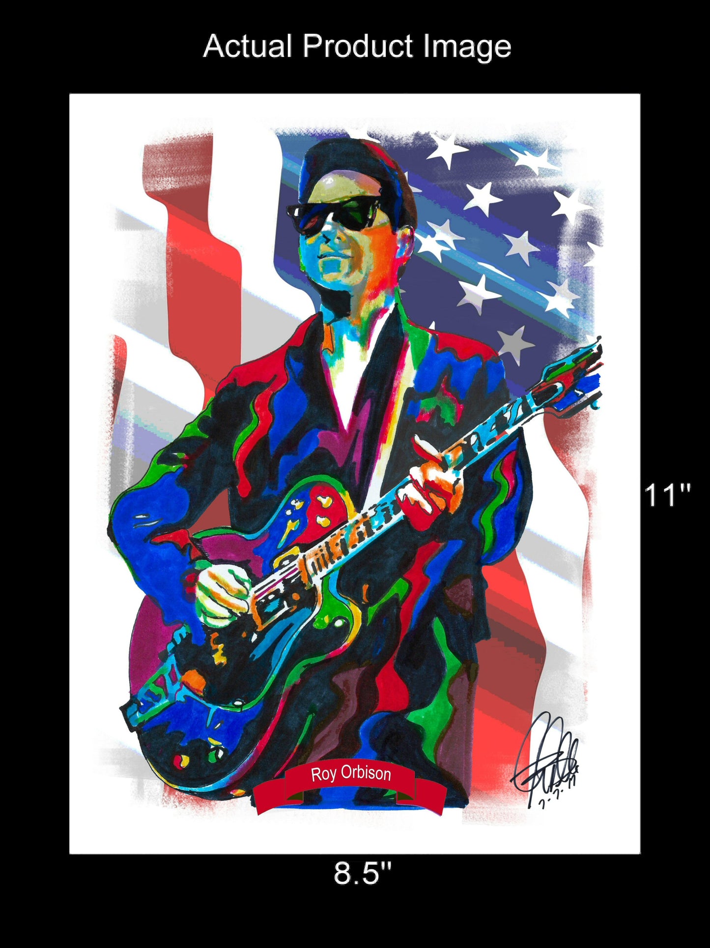 Roy Orbison Singer Guitar Music Poster Print Wall Art 8.5x11