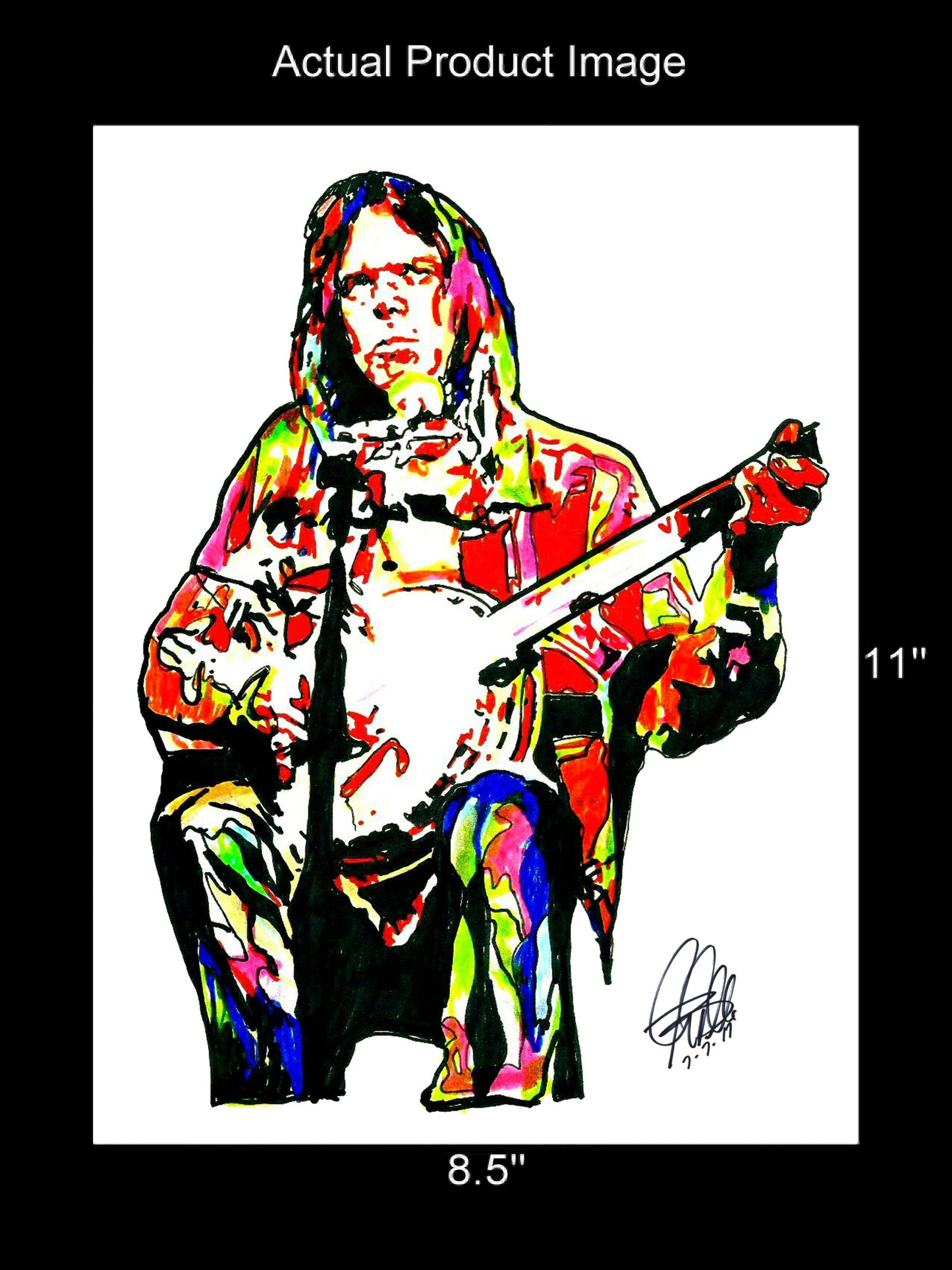 Neil Young Guitar Folk Rock Music Poster Print Wall Art 8.5x11