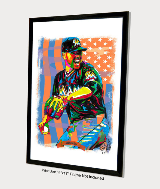 Jose Fernandez Miami Marlins Pitcher Baseball Poster Print Wall Art 11x17