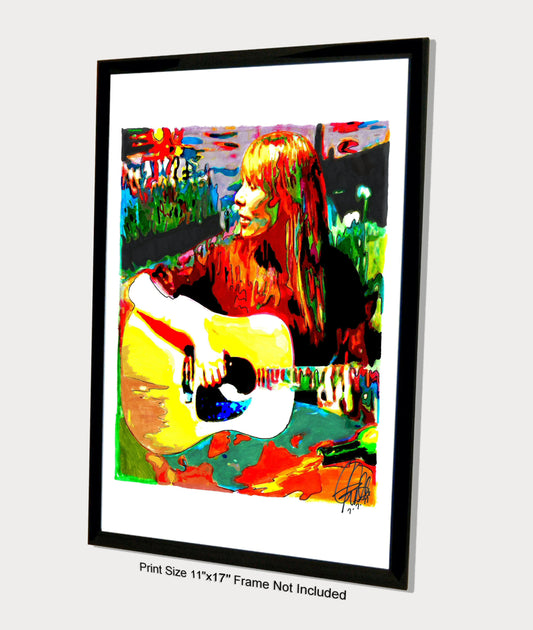 Joni Mitchell Singer Guitar Folk Rock Music Poster Print Wall Art 11x17