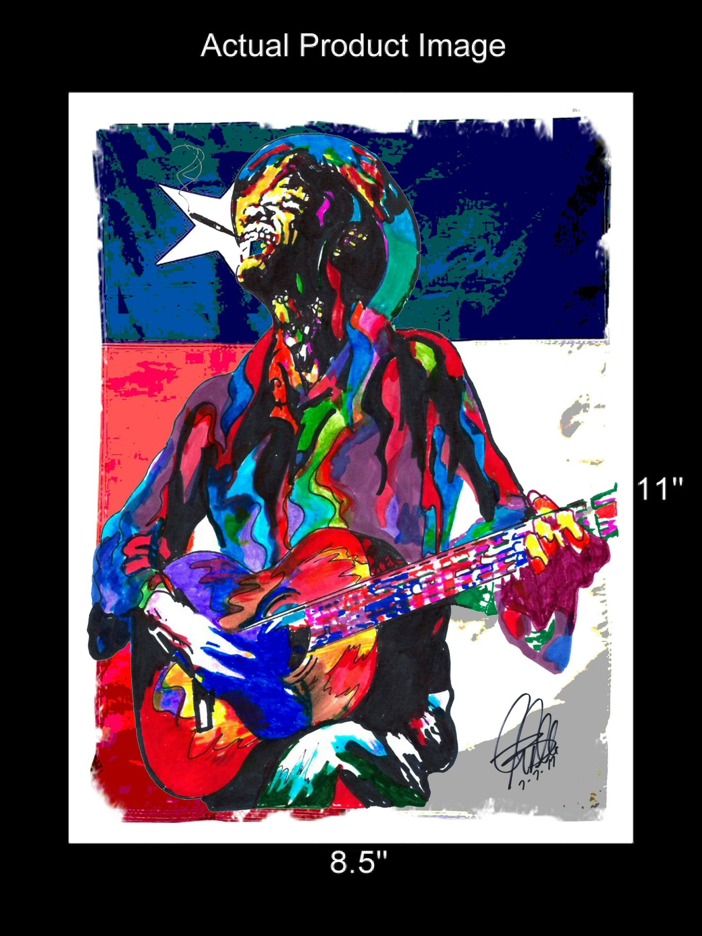 Lightnin Hopkins Guitar Texas Blues Music Poster Print Wall Art 8.5x11