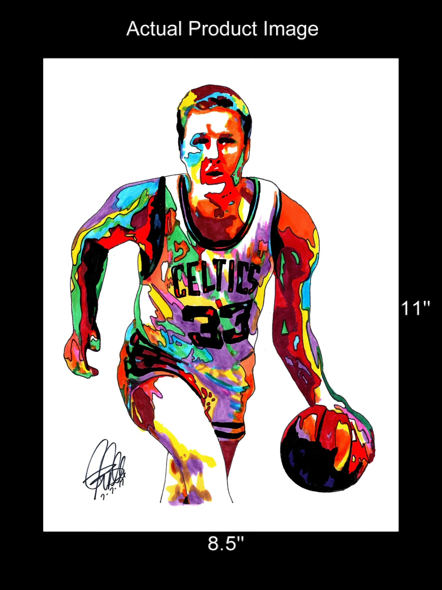 Larry Bird Boston Celtics Basketball Sports Poster Print Wall Art 8.5x11