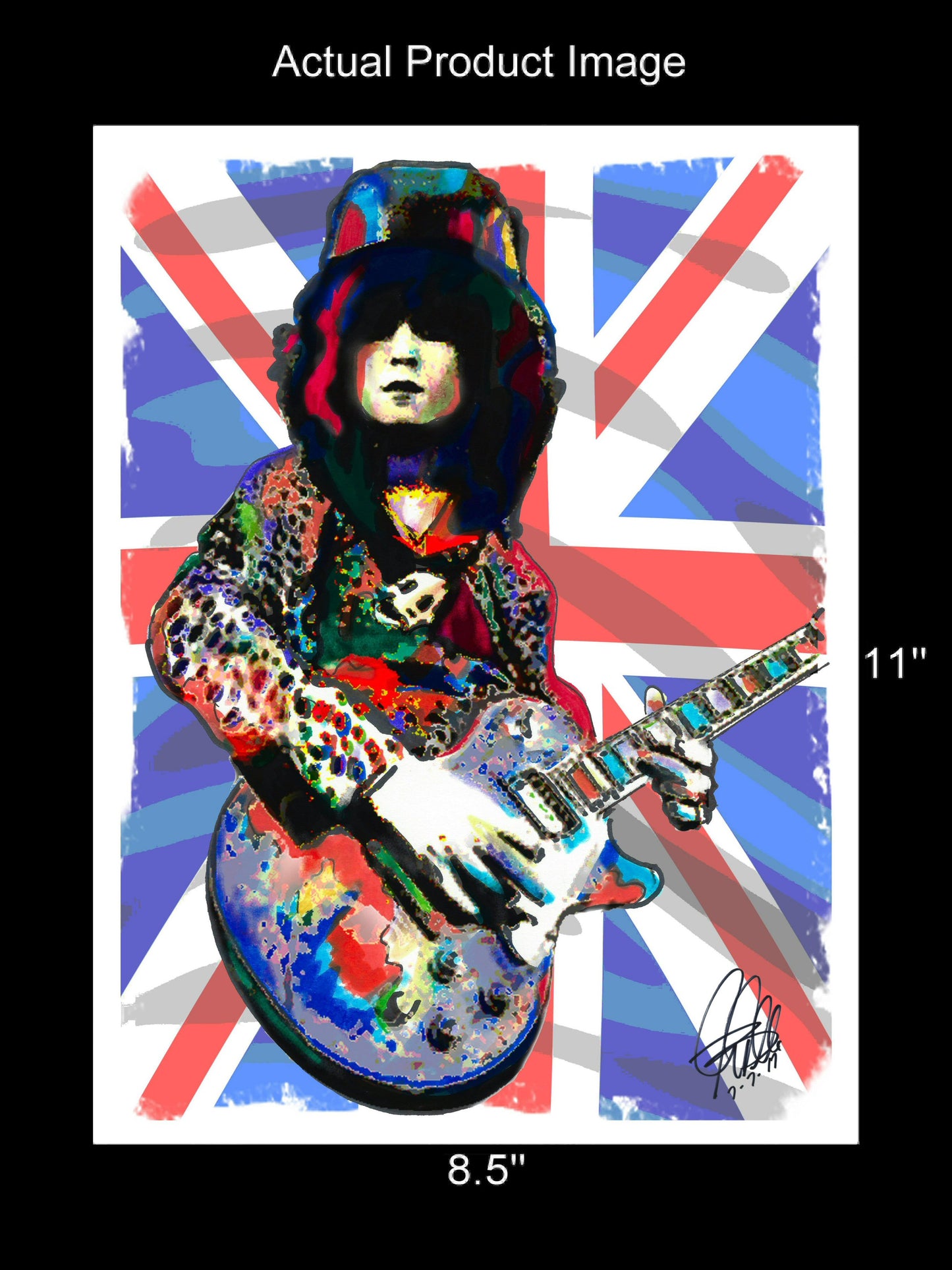 Marc Bolan T Rex Guitar Rock Music Poster Print Wall Art 8.5x11