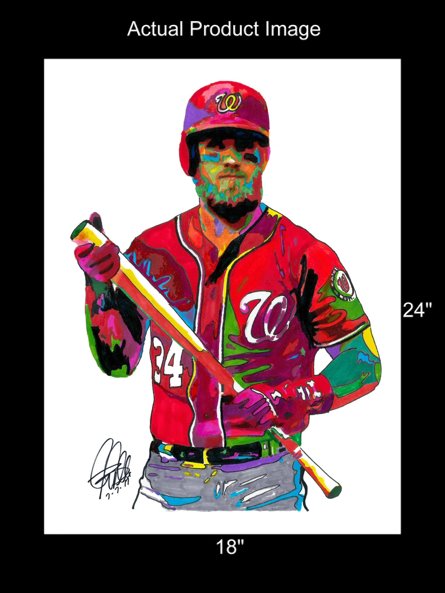 Bryce Harper Washington Nationals Sports Poster Print Wall Art 18x24