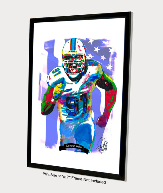 Cameron Wake Miami Dolphins Football Poster Print Wall Art 11x17