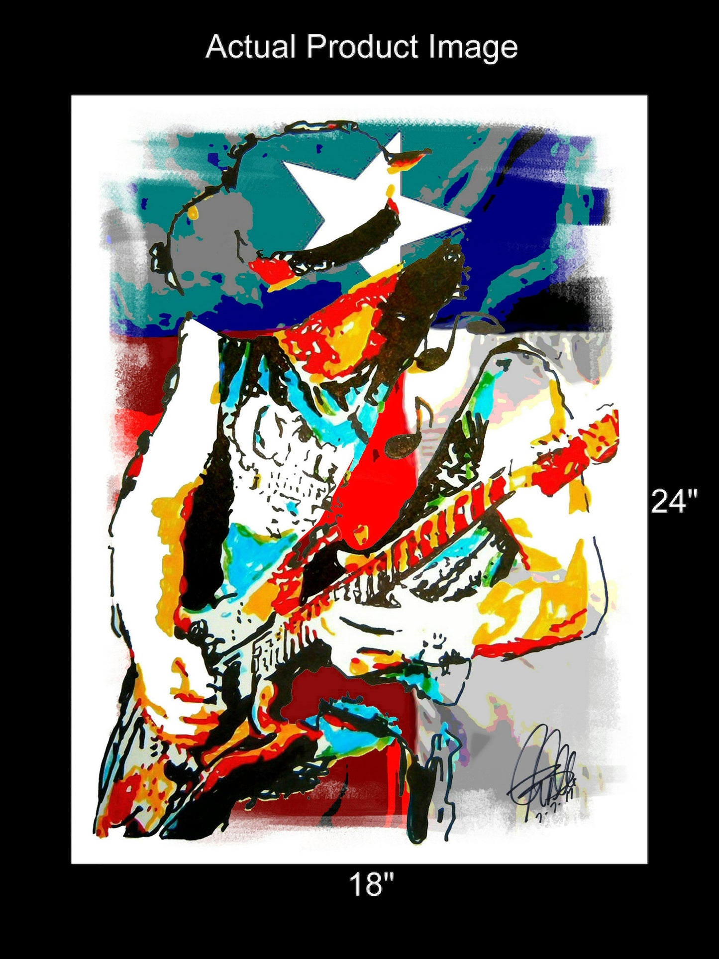 Stevie Ray Vaughan SRV Blues Rock Texas Music Print Poster Wall Art 18x24