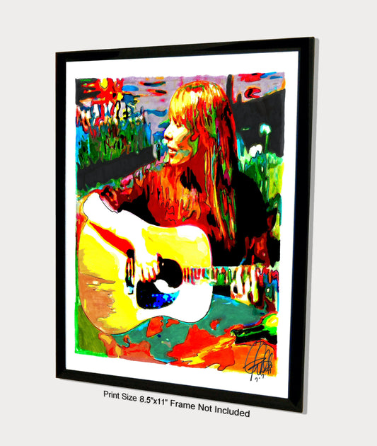 Joni Mitchell Singer Guitar Folk Rock Music Poster Print Wall Art 8.5x11