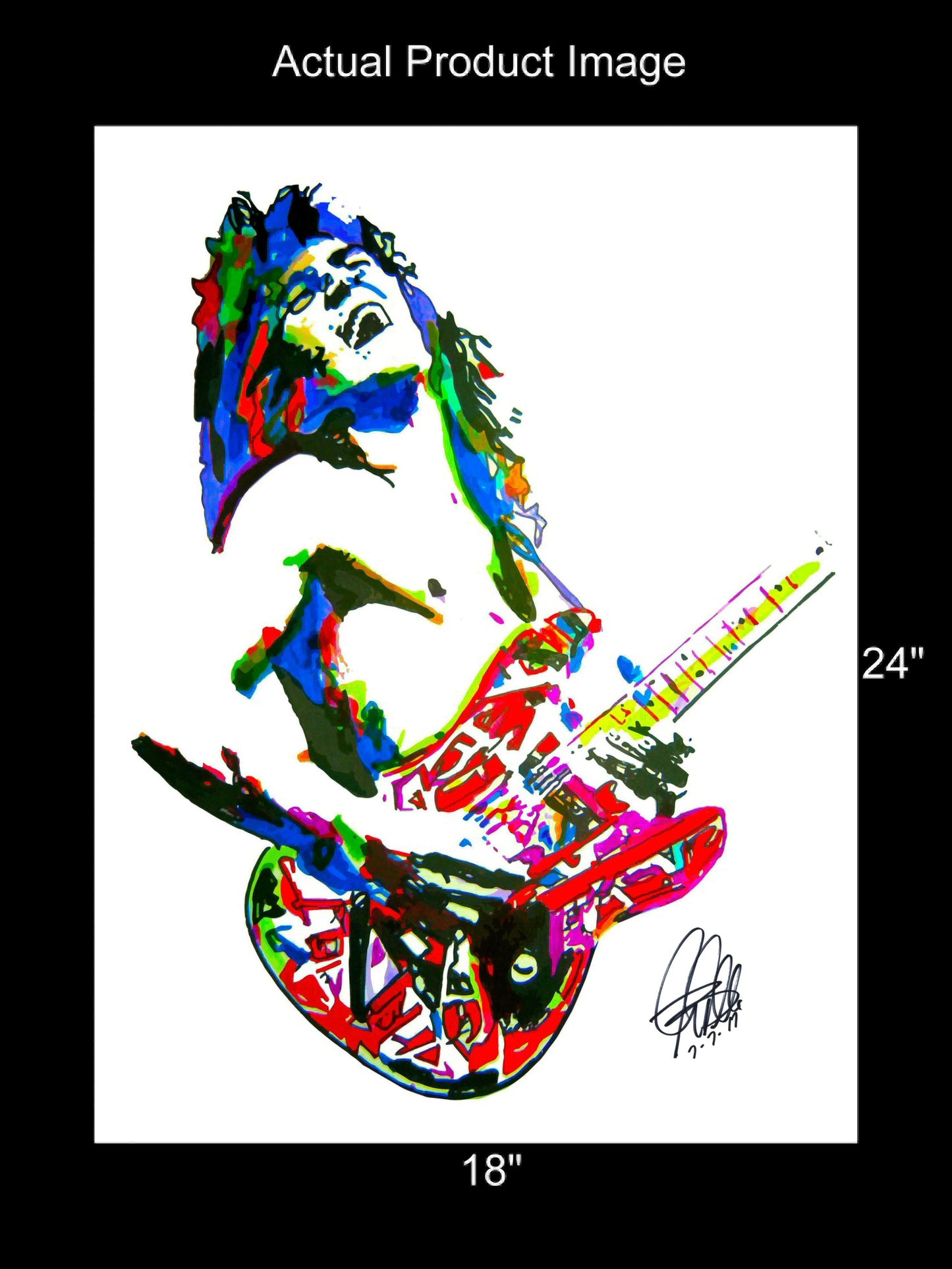 Eddie Van Halen Guitar Hard Rock Music Poster Print Wall Art 18x24