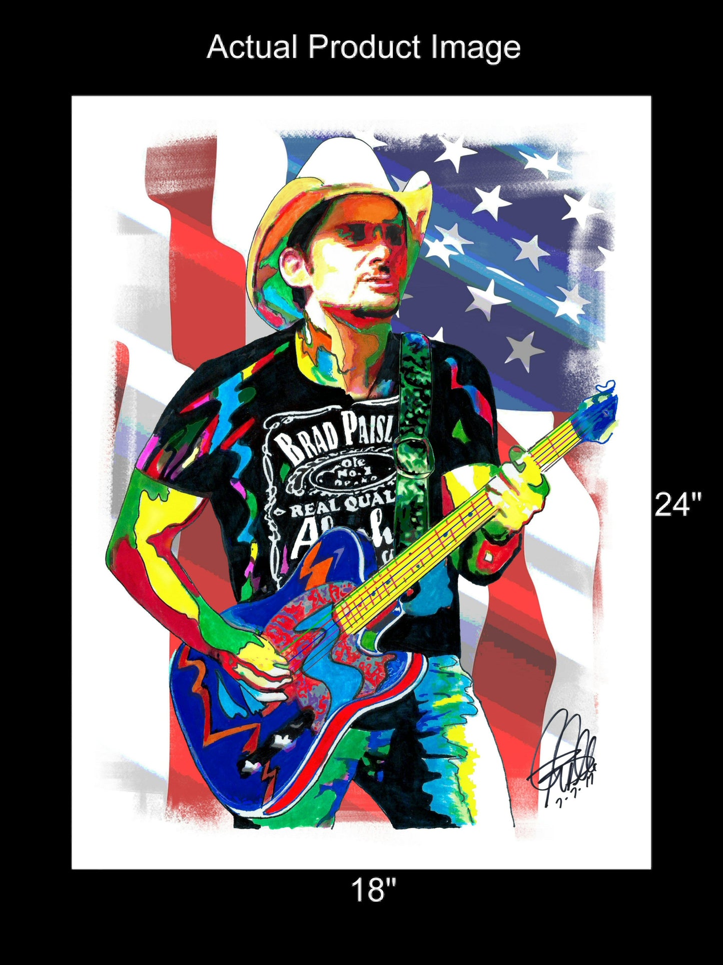 Brad Paisley Singer Guitar Country Music Poster Print Wall Art 18x24