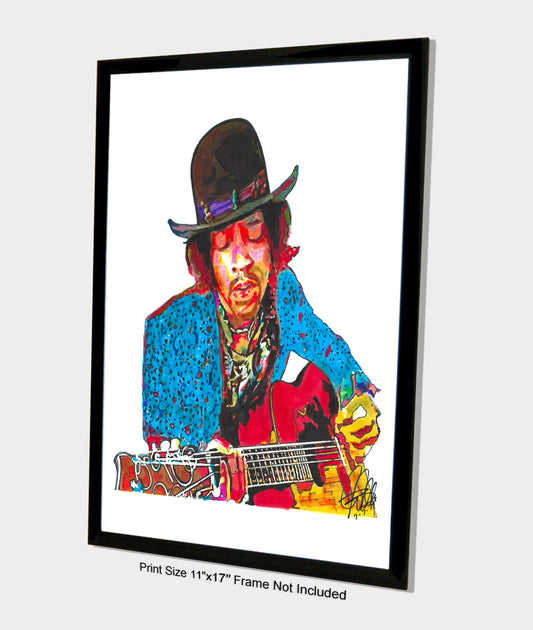 Jimi Hendrix Acoustic Guitar Rock Music Poster Print Wall Art 11x17