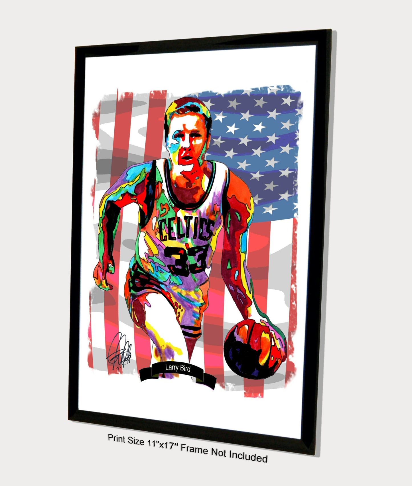 Larry Bird Boston Celtics Basketball Poster Print Wall Art 11x17