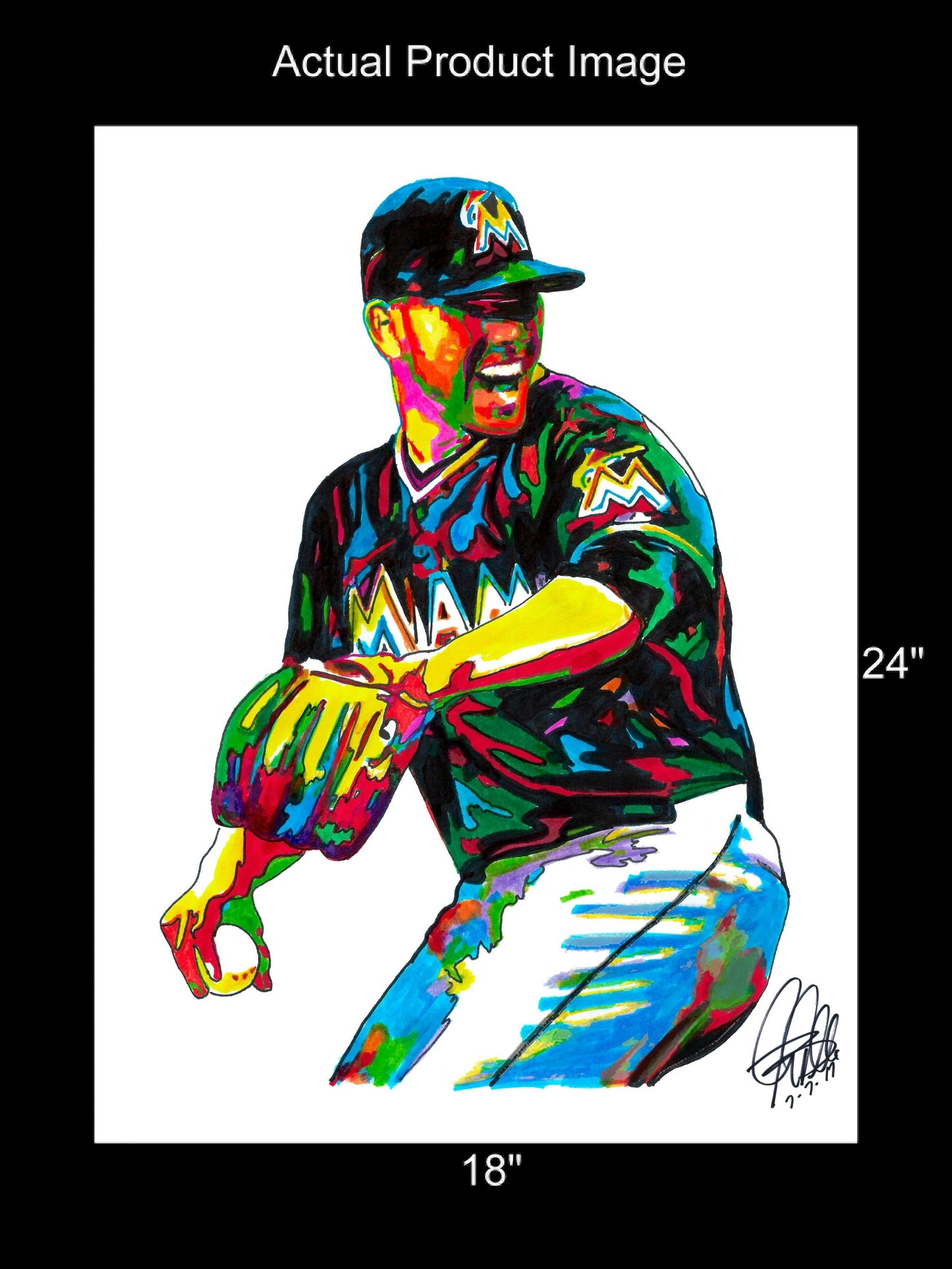 Jose Fernandez Miami Marlins Baseball Sports Poster Print Wall Art 18x24