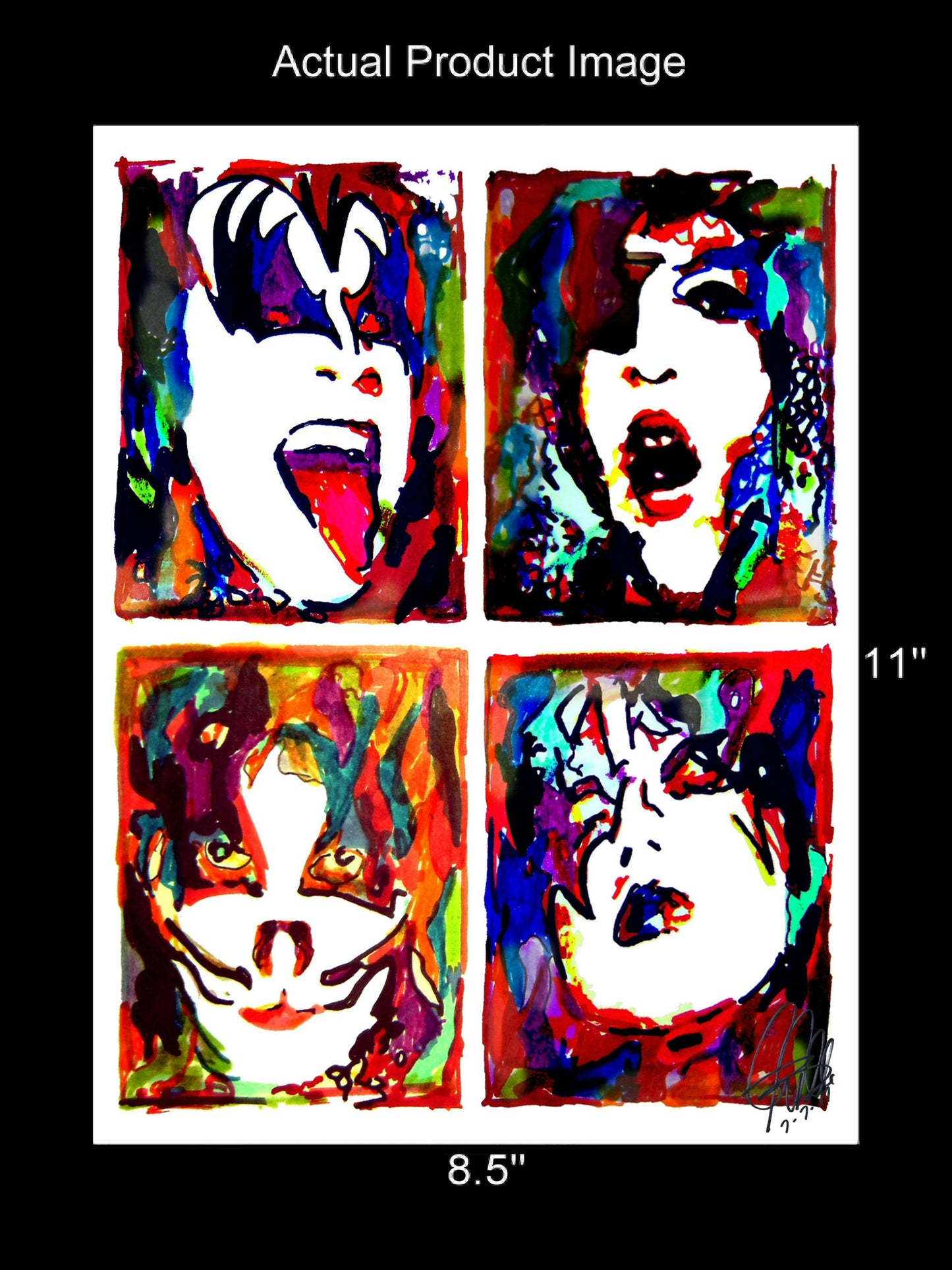 Kiss Paul Gene Ace Peter Hard Rock Music Print Poster Wall Art 8.5x11