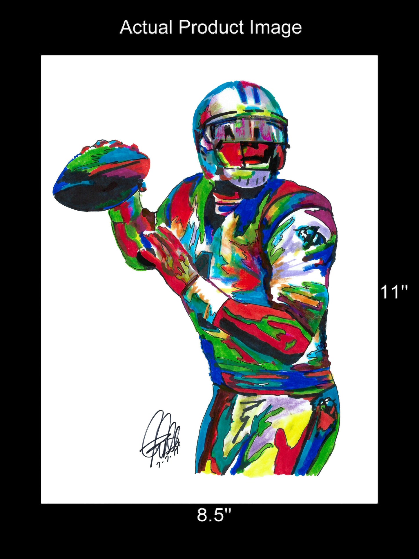 Cam Newton Carolina Panthers QB Football Sports Poster Print Wall Art 8.5x11