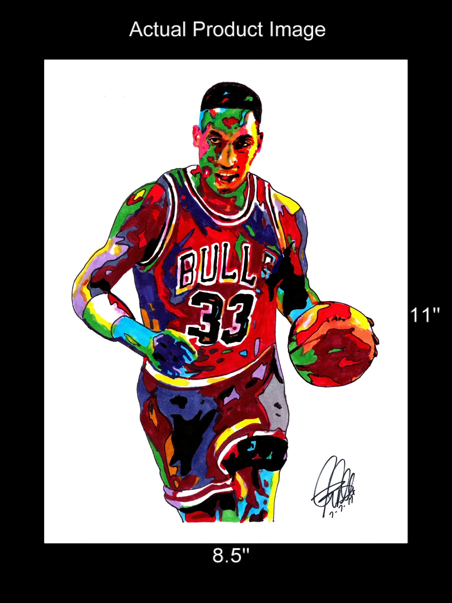 Scottie Pippen Chicago Bulls Basketball Poster Print Wall Art 8.5x11