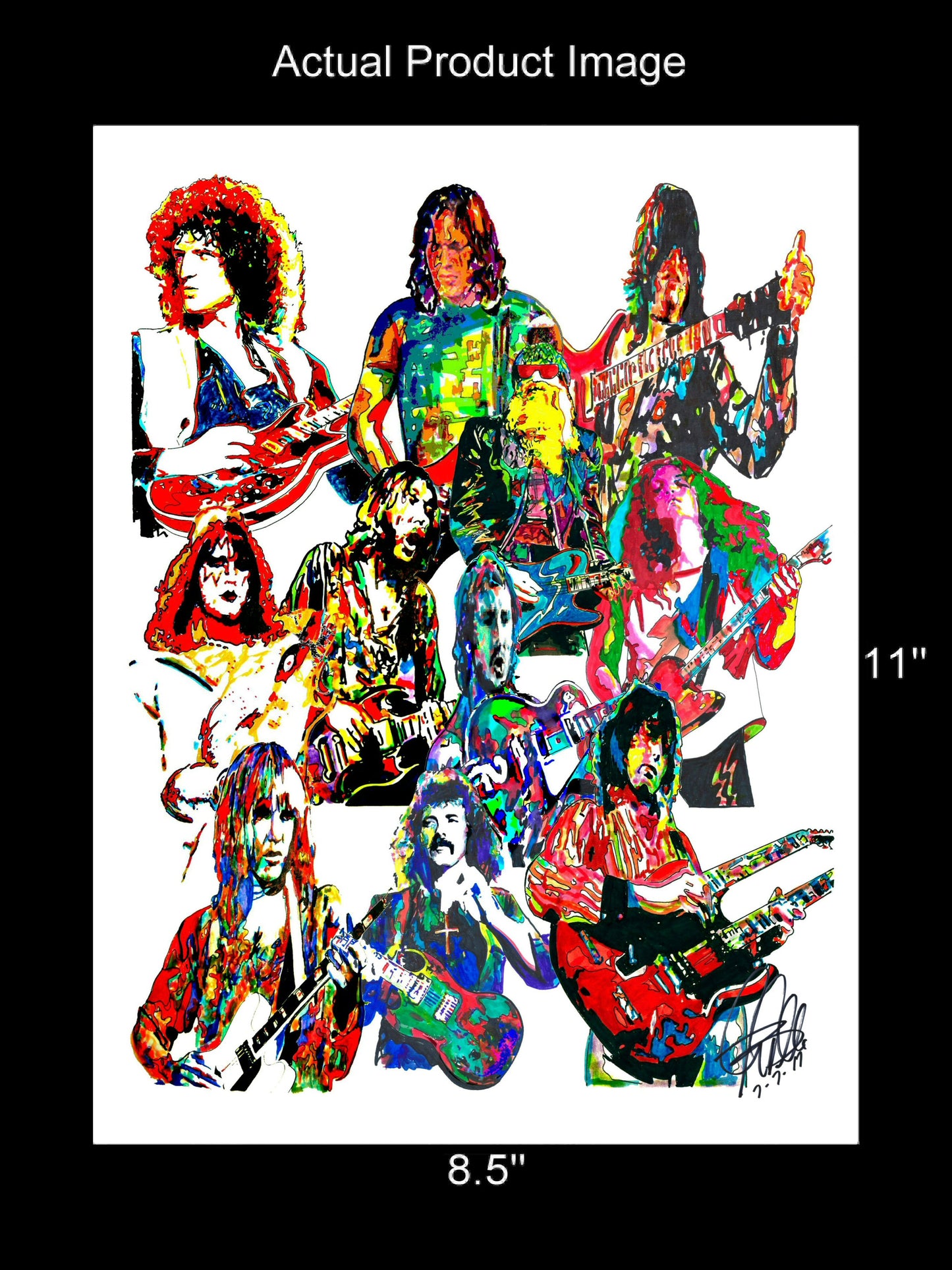 70s Guitar Players Jimmy Page Duane Allman Music Print Poster Wall Art 8.5x11