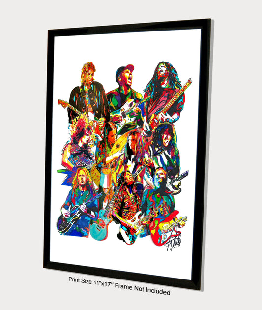 90s Guitar Players Dimebag Buckethead Cobain Music Poster Print Wall Art 11x17