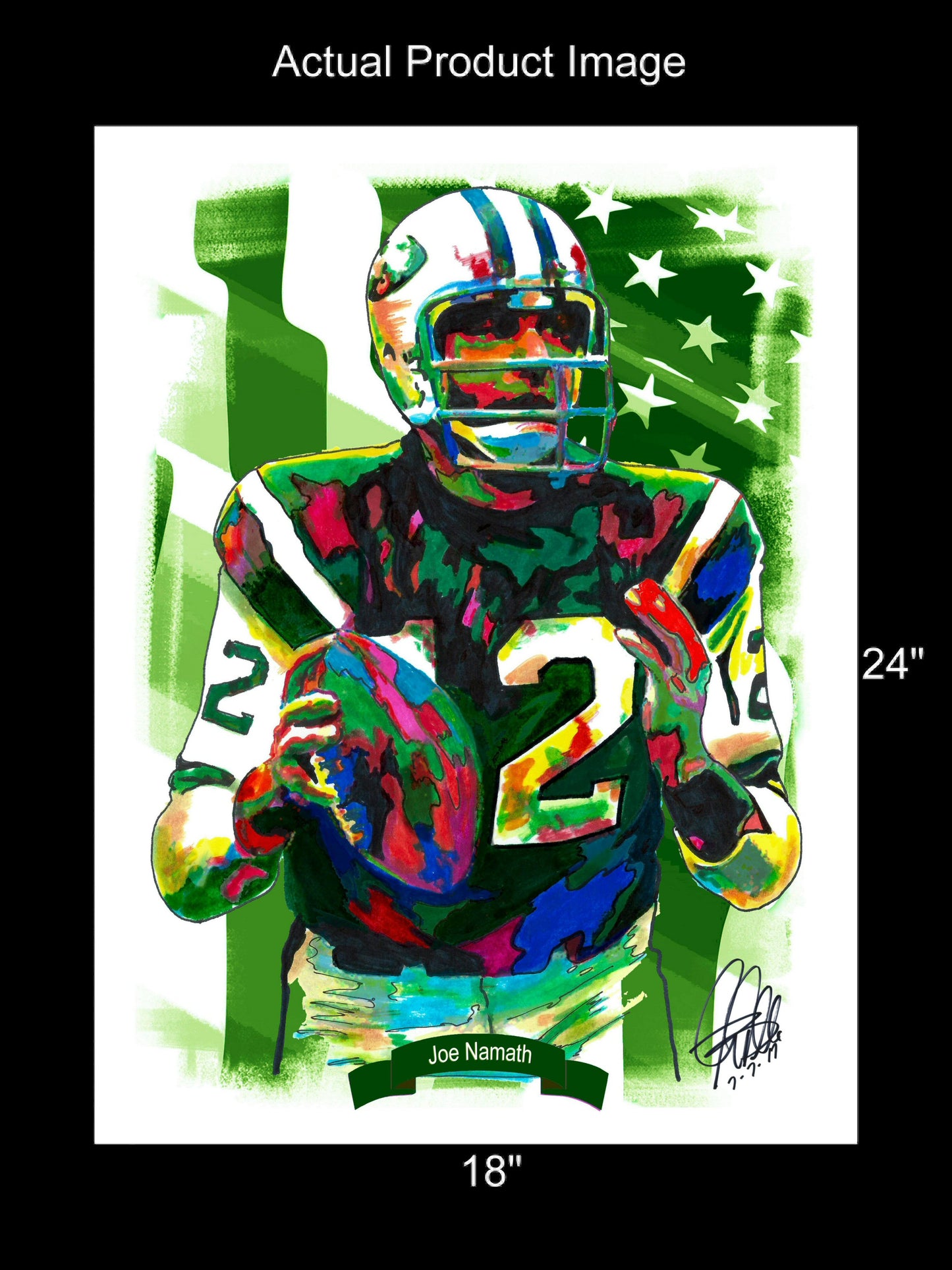 Joe Namath New York Jets QB Football Sports Poster Print Wall Art 18x24