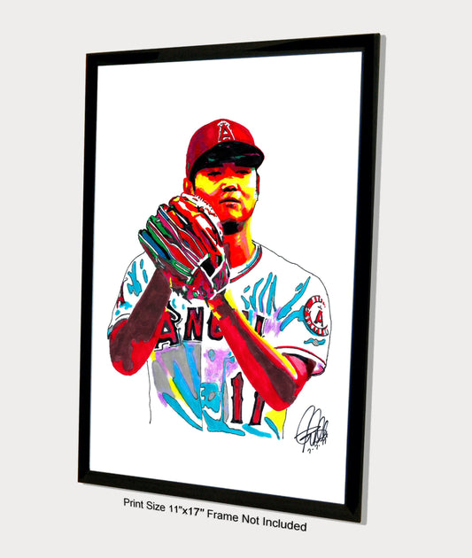 Shohei Ohtani Los Angeles Angels Pitcher Baseball Poster Print Wall Art 11x17