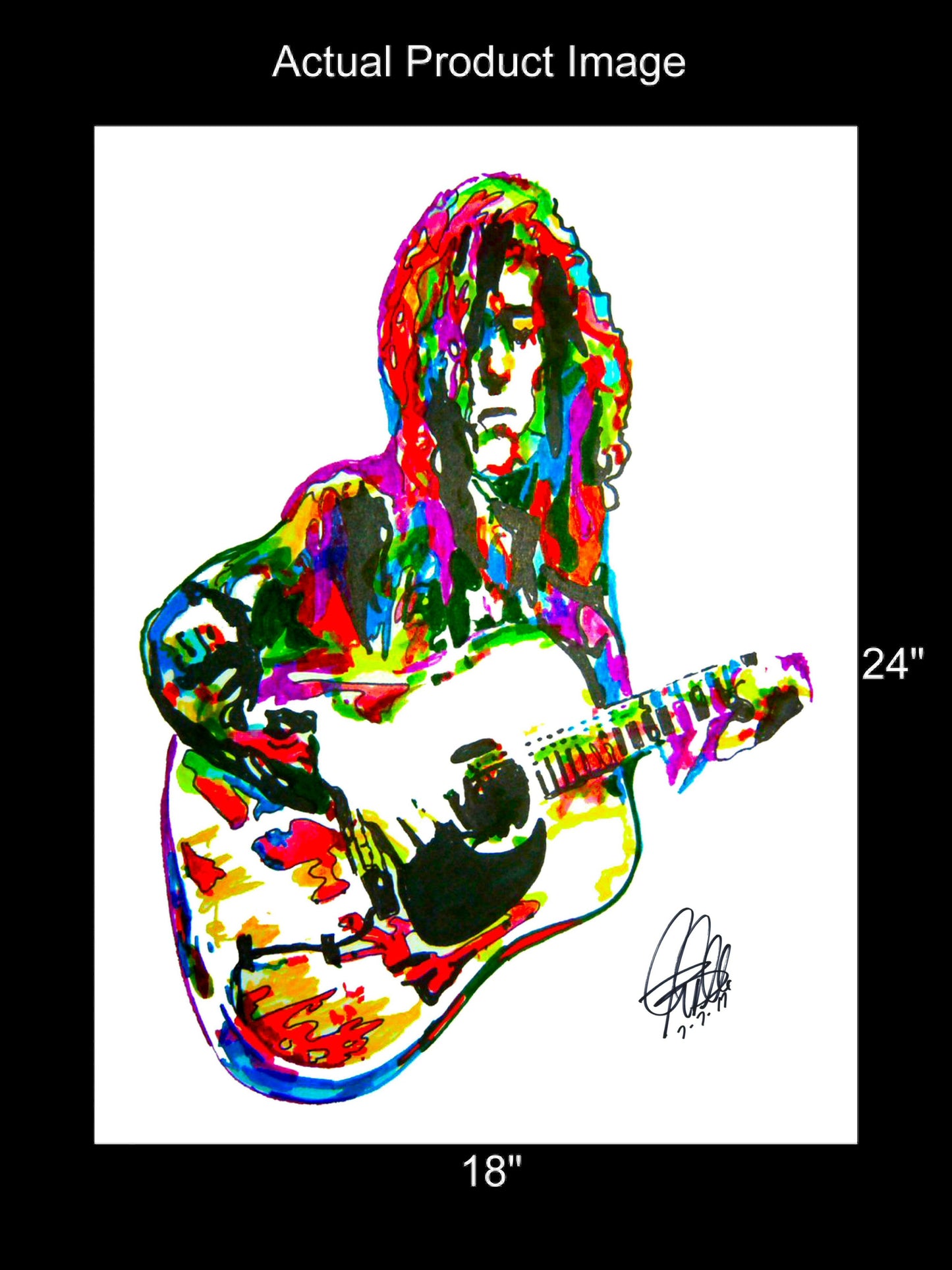 Jimmy Page Led Zeppelin Acoustic Music Print Poster Wall Art 18x24