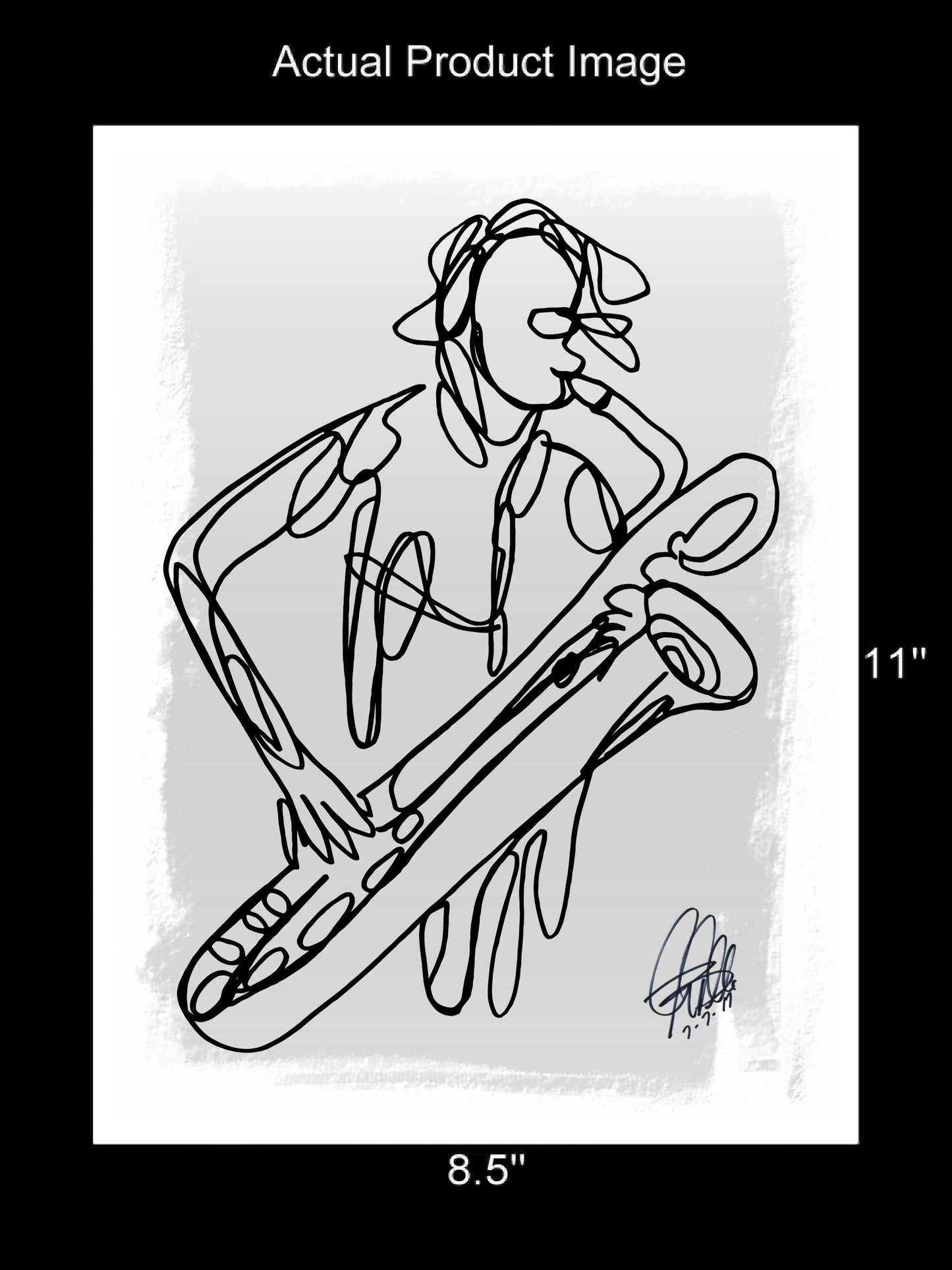 Baritone Saxophone Sax Player Music Poster Print Wall Art 8.5x11