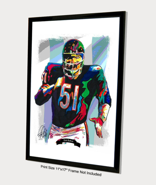 Dick Butkus Chicago Bears Football Print Poster Wall Art 11x17