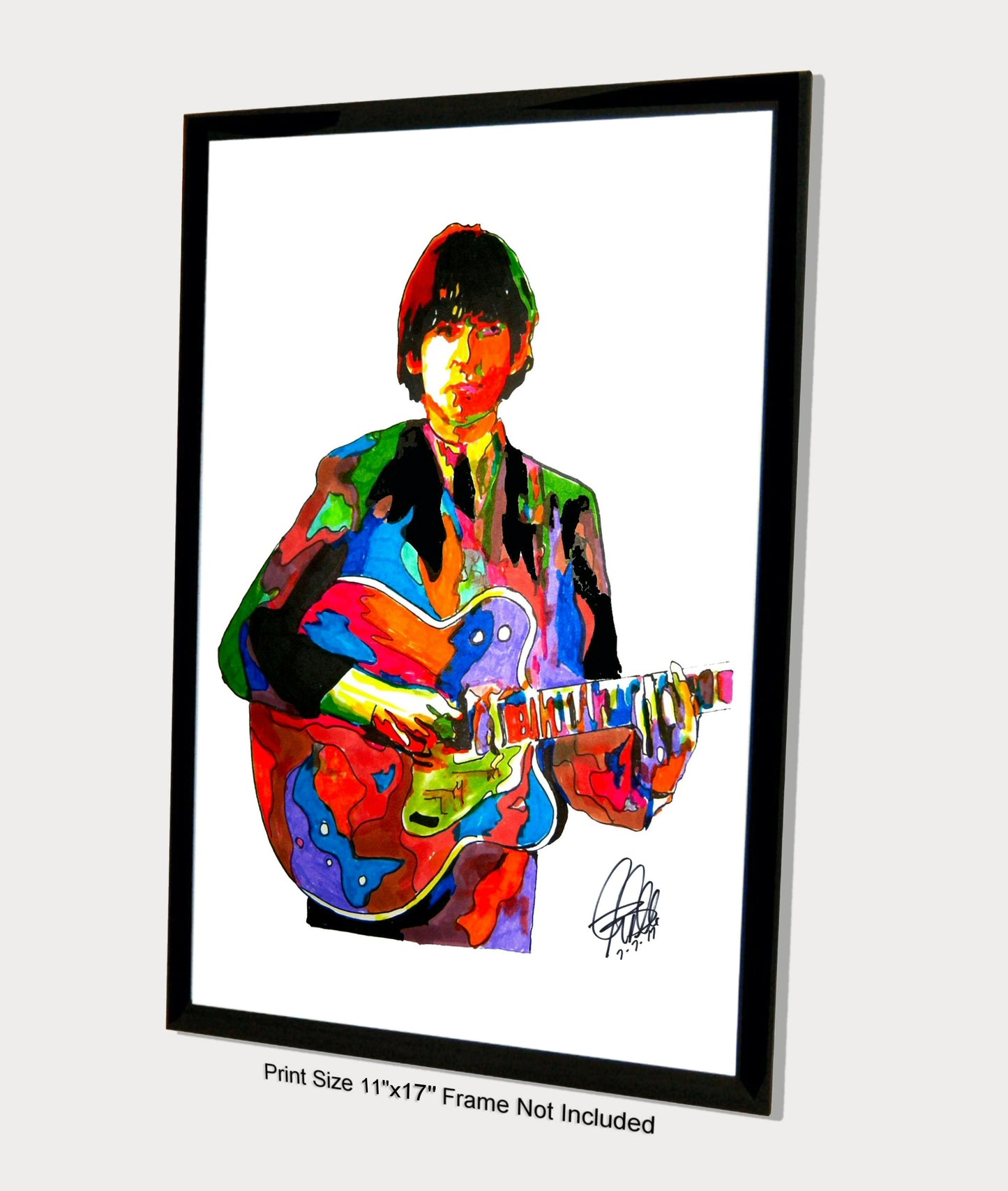 George Harrison The Beatles Guitar Rock Music Poster Print Wall Art 11x17