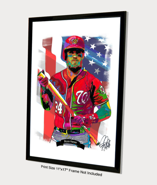 Bryce Harper Washington Nationals Baseball Sports Poster Print Wall Art 11x17