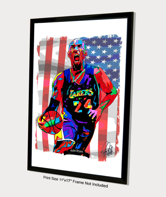 Kobe Bryant Los Angeles Lakers Basketball Poster Print Wall Art 11x17