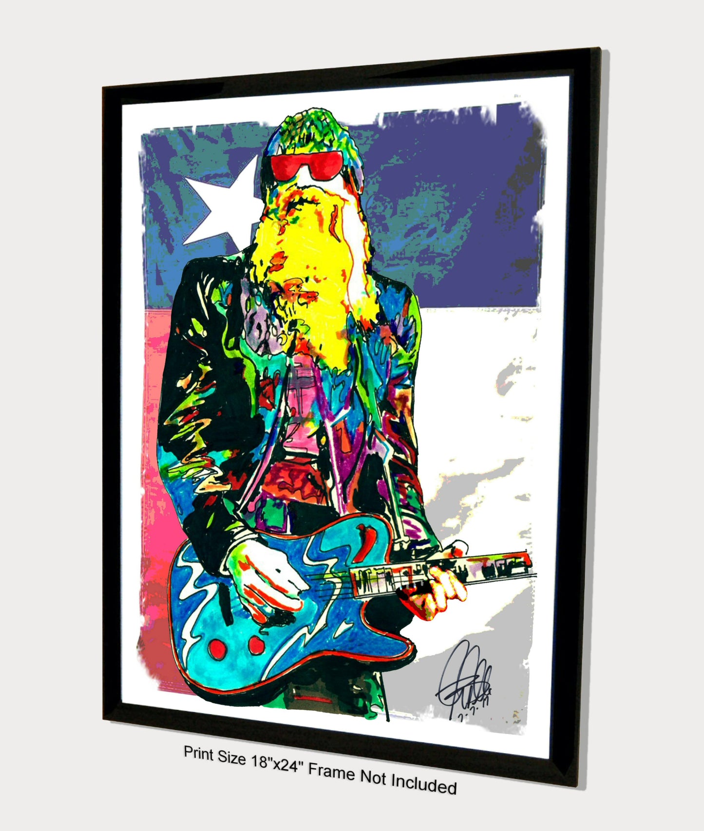 Billy Gibbons ZZ Top Guitar Blues Rock Music Poster Print Wall Art 18x24