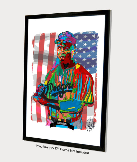 Jackie Robinson Brooklyn Dodgers Baseball Poster Print Wall Art 11x17