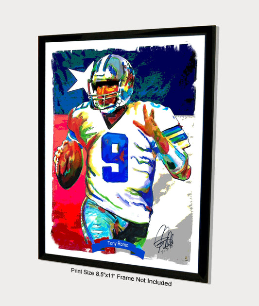 Tony Romo Dallas Cowboys QB Football Sports Poster Print Wall Art 8.5x11