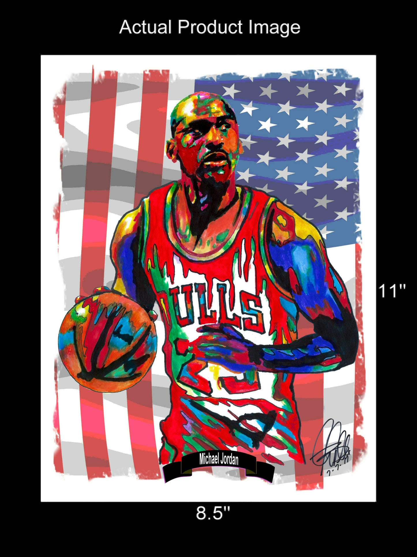 Michael Jordan Chicago Bulls Basketball Poster Print Wall Art 8.5x11