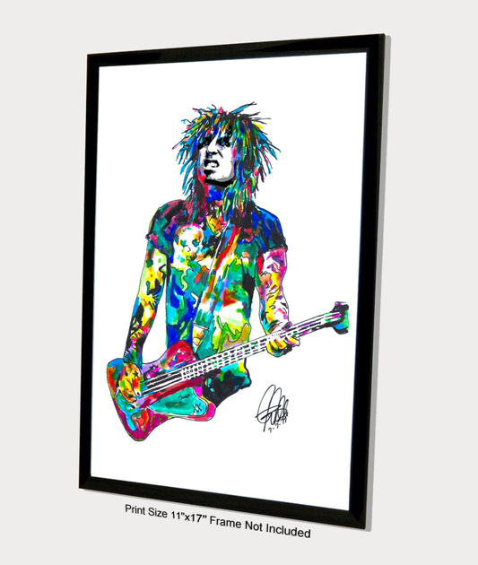 Nikki Sixx Motley Crue Guitar Glam Rock Music Print Poster Wall Art 11x17