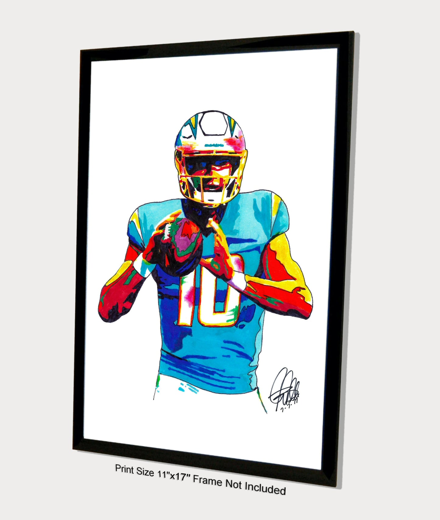 Justin Herbert Los Angeles Chargers QB Football Poster Print Wall Art 11x17