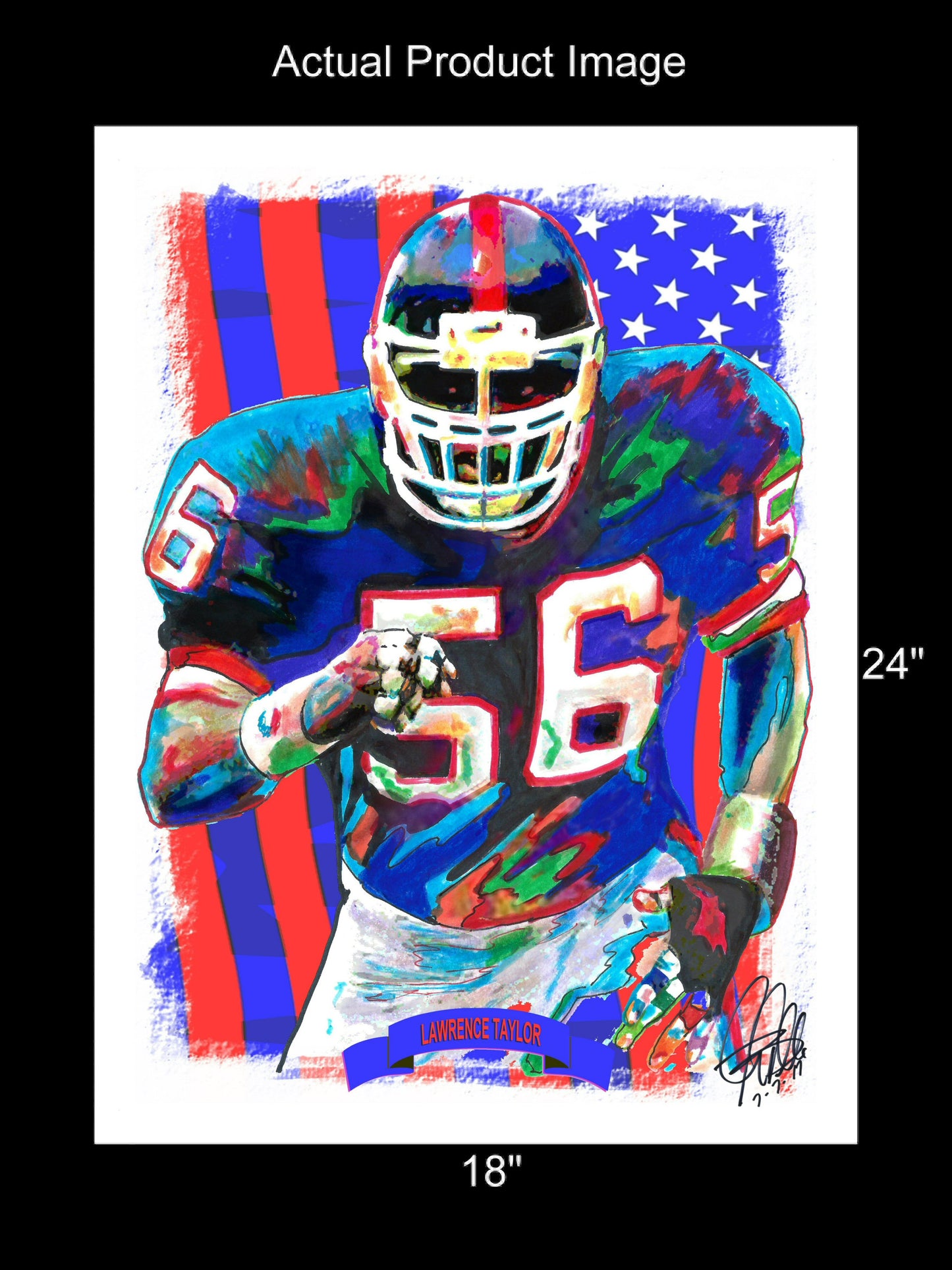 Lawrence Taylor New York Giants Football Sports Poster Print Wall Art 18x24