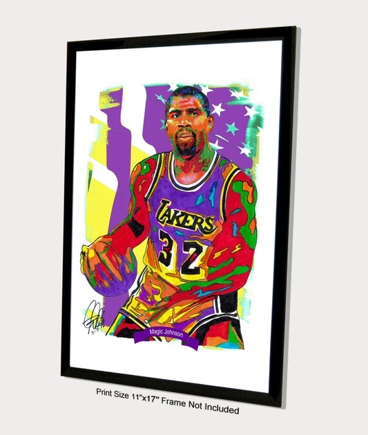 Magic Johnson Los Angeles Lakers Basketball Poster Print Wall Art 11x17