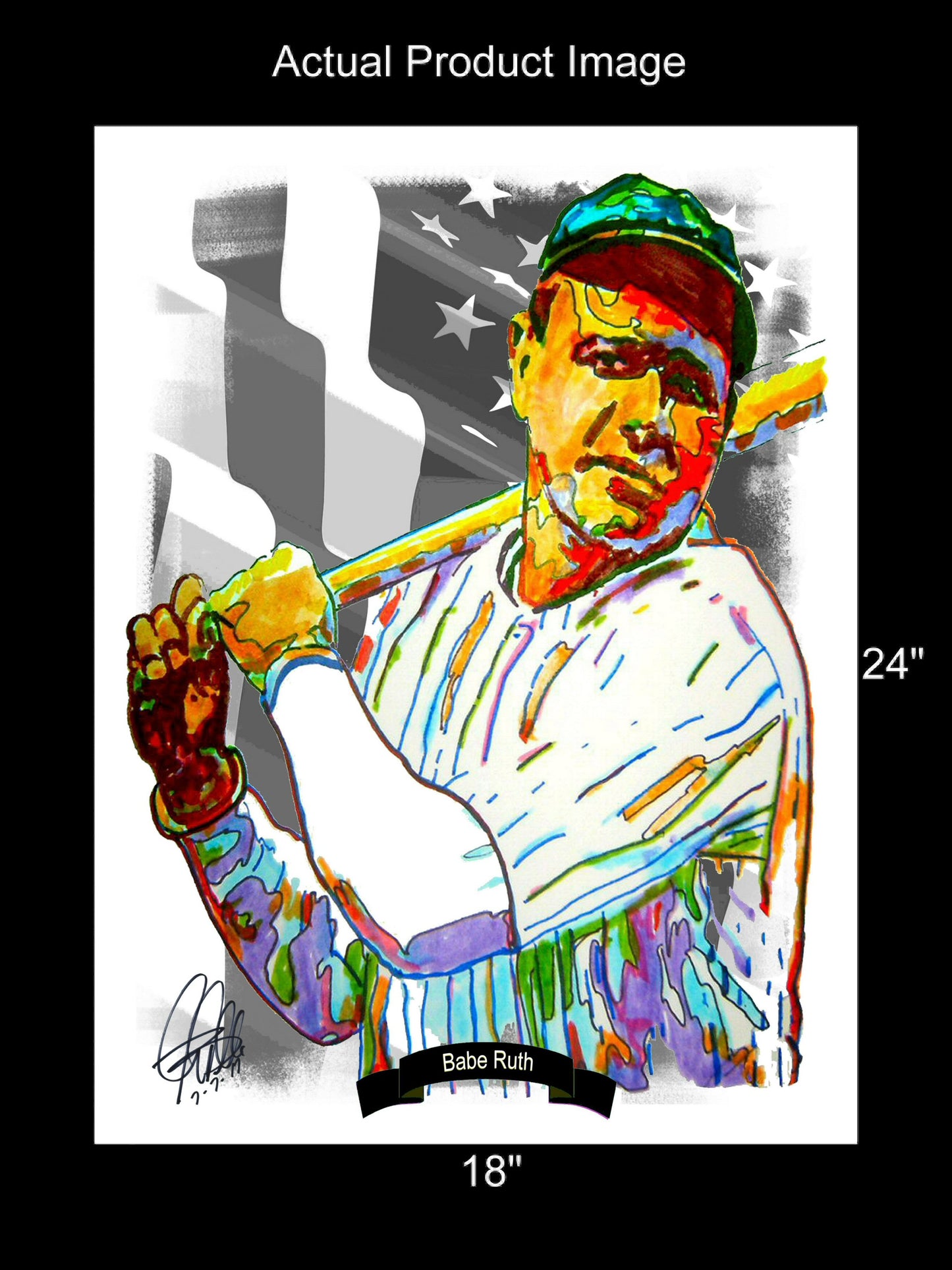 Babe Ruth New York Yankees Baseball Sports Poster Print Wall Art 18x24