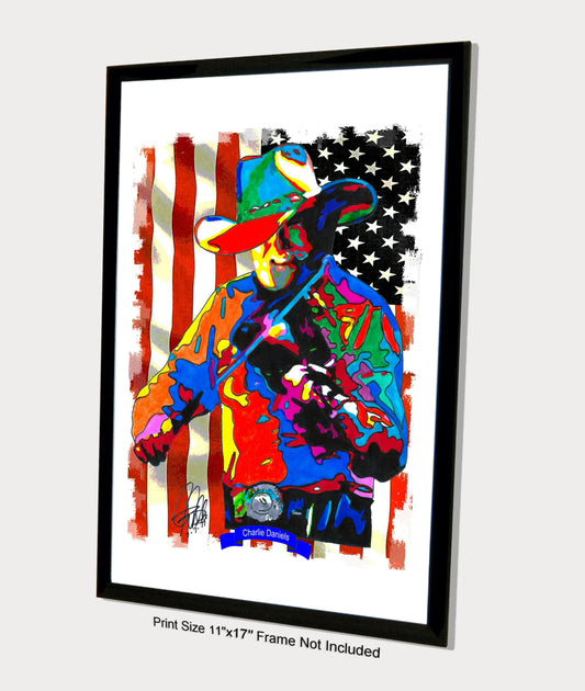 Charlie Daniels Singer Fiddle Country Rock Music Poster Print Wall Art 11x17